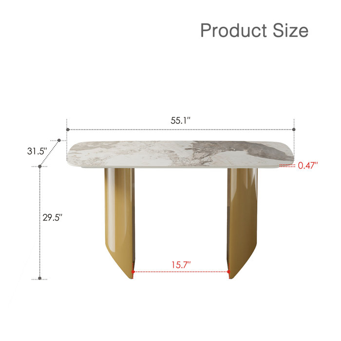 Mercer Dashona White Rectangular Sintered Stone Dining Table With